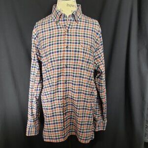 Fish Hippie Men's LS Button Front Flannel - Blue Orange Green Gray - Sz L*